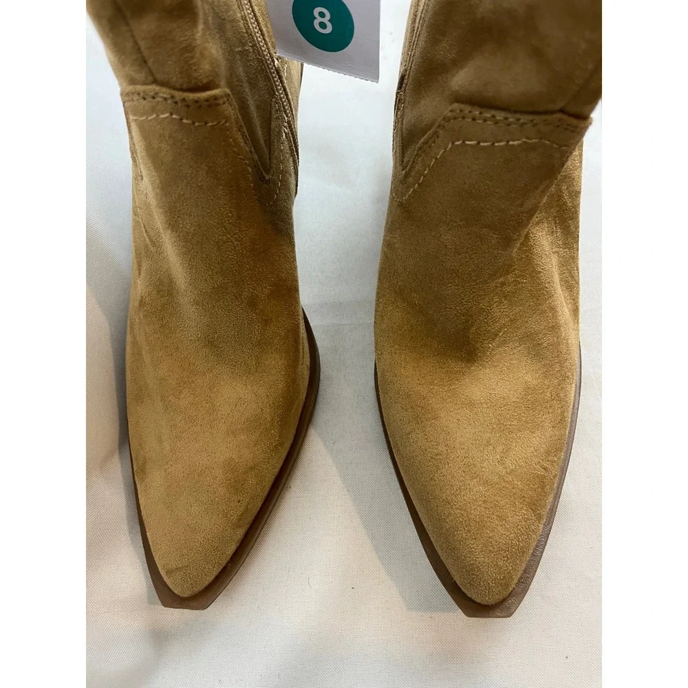 Universal Thread Womens Western Ankle Boots Tan Suede Pointed Toe Block Heel 8